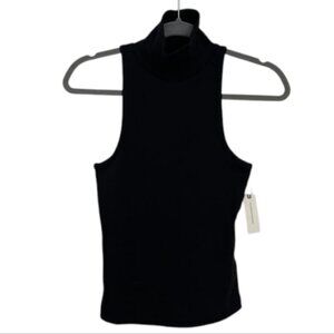 Black Anthropologie Maeve Women's Ribbed Halter Turtleneck Tank Top